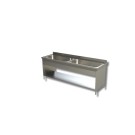 Plonge Inox 2 Grands Eviers avec Etagère et Panneaux Latéraux - Gamme 700 - Ristopro