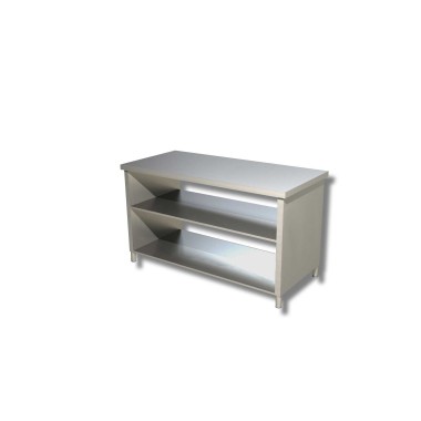 Table avec 2 etageres et panneaux lateraux - Ristopro