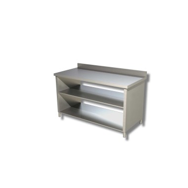 Table avec 2 etageres et panneaux lateraux avec dosseret - Ristopro