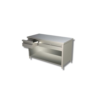 Table sur armoire ouverte avec 1 etagere et 4 tiroirs - Ristopro