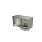 Table sur armoire ouverte avec 1 etagere et 3 tiroirs a droite - Ristopro