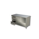 Table sur armoire ouverte avec 1 etagere et 3 tiroirs a gauche - Ristopro