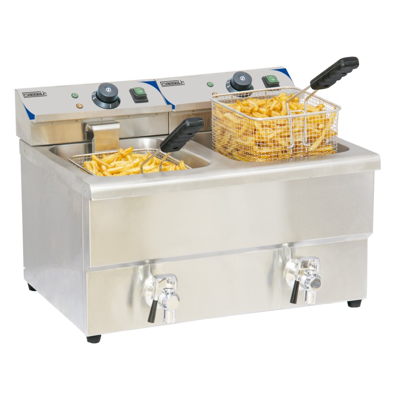 Casselin - Friteuse électrique avec vanne de vidange 2 x 8 litres