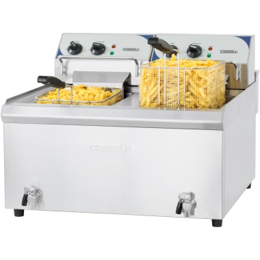 Casselin - Friteuse électrique avec vanne de vidange 2 x 10 litres haut rendement