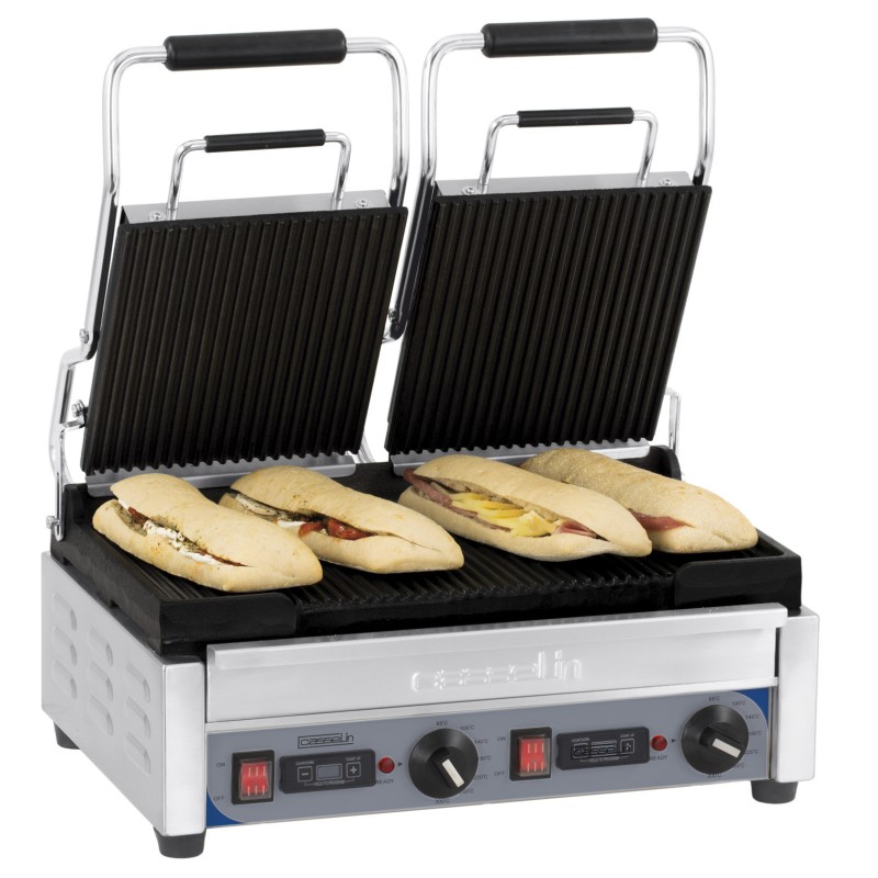 Casselin - Grill Panini double Premium Rainurée - Rainurée avec minuteur