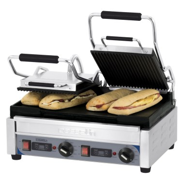 Casselin - Grill Panini double Premium Rainurée - Lisse avec minuteur