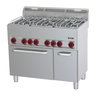 Casselin - Fourneau gaz 6 feux avec four électrique ventilé GN 1/1 P 99