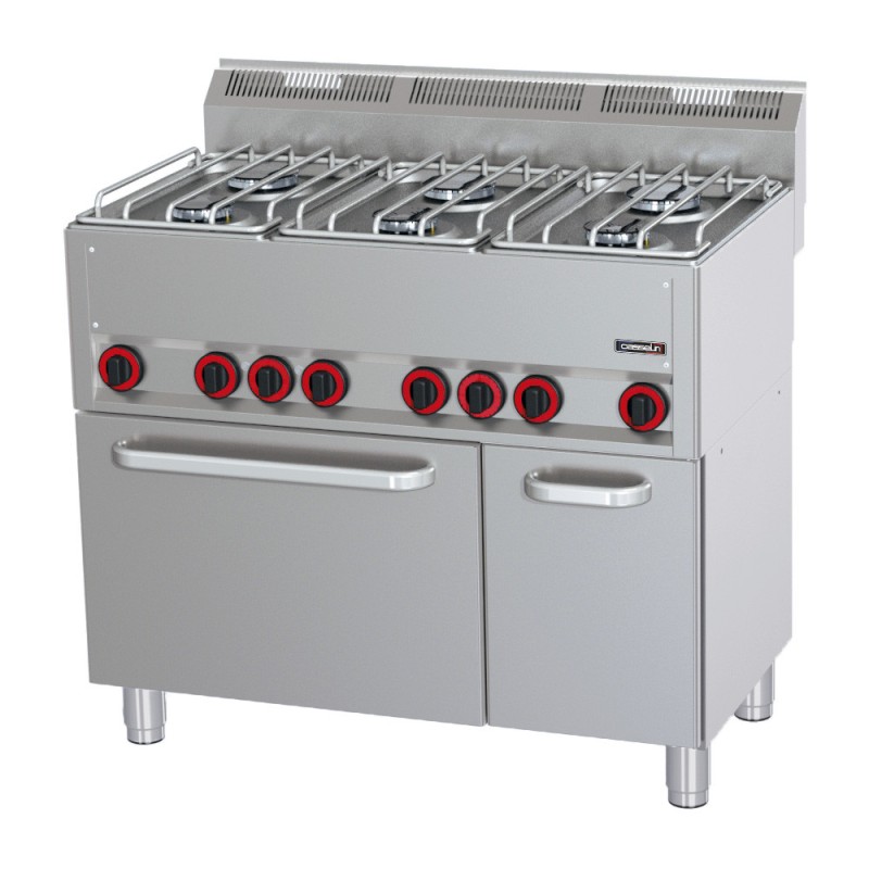 Casselin - Fourneau gaz 6 feux avec four électrique ventilé GN 1/1 P 99