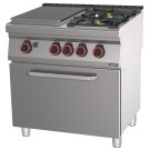 Casselin - Fourneau gaz 2 feux + 1 plaque coup de feu avec four gaz GN 2/1 HP 80