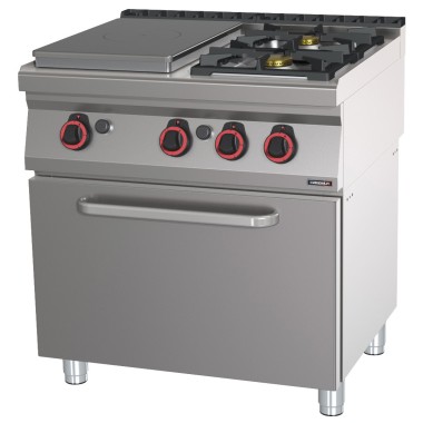 Casselin - Fourneau gaz 2 feux + 1 plaque coup de feu avec four à gaz GN 1/1 80