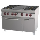 Casselin - Fourneau gaz 4 feux + 1 plaque coup de feu avec four électrique statique GN 2/1 HP 120