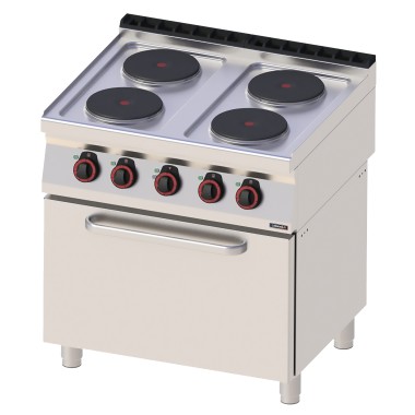 Casselin - Fourneau électrique 4 feux avec four électrique ventilé GN 1/1 80