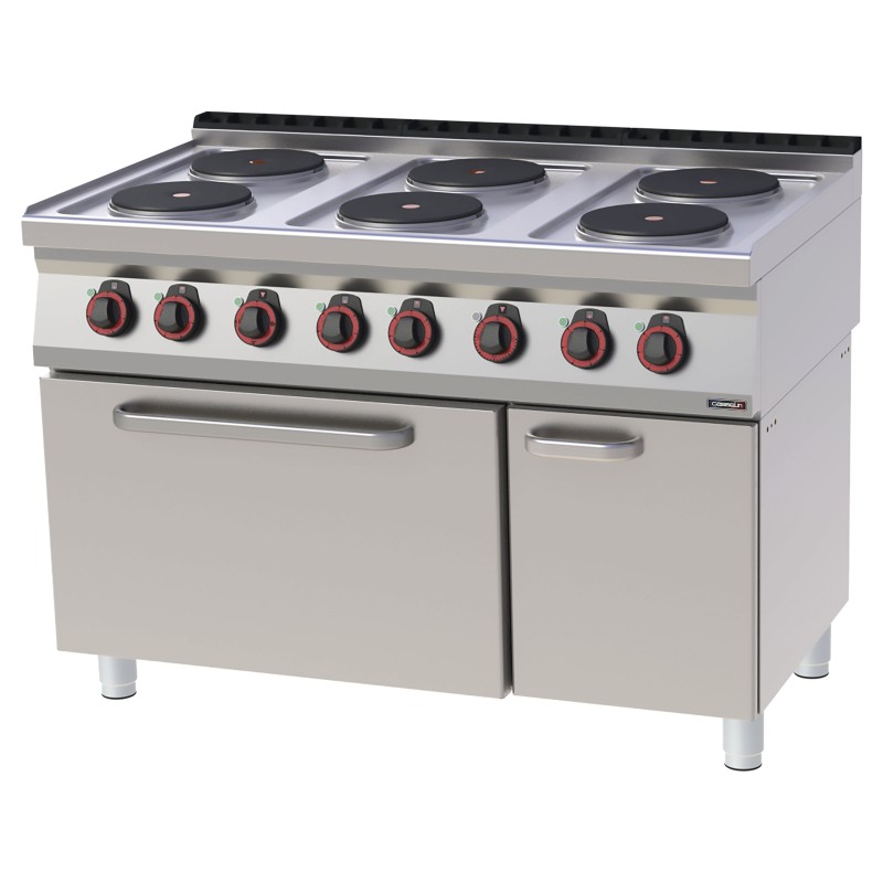 Casselin - Fourneau électrique 6 feux avec four électrique statique GN 2/1 120
