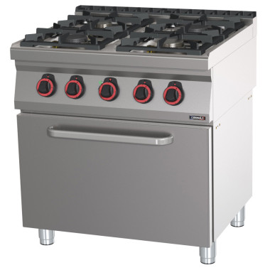 Casselin - Fourneau gaz 4 feux avec four électrique ventilé GN 1/1 HP 80