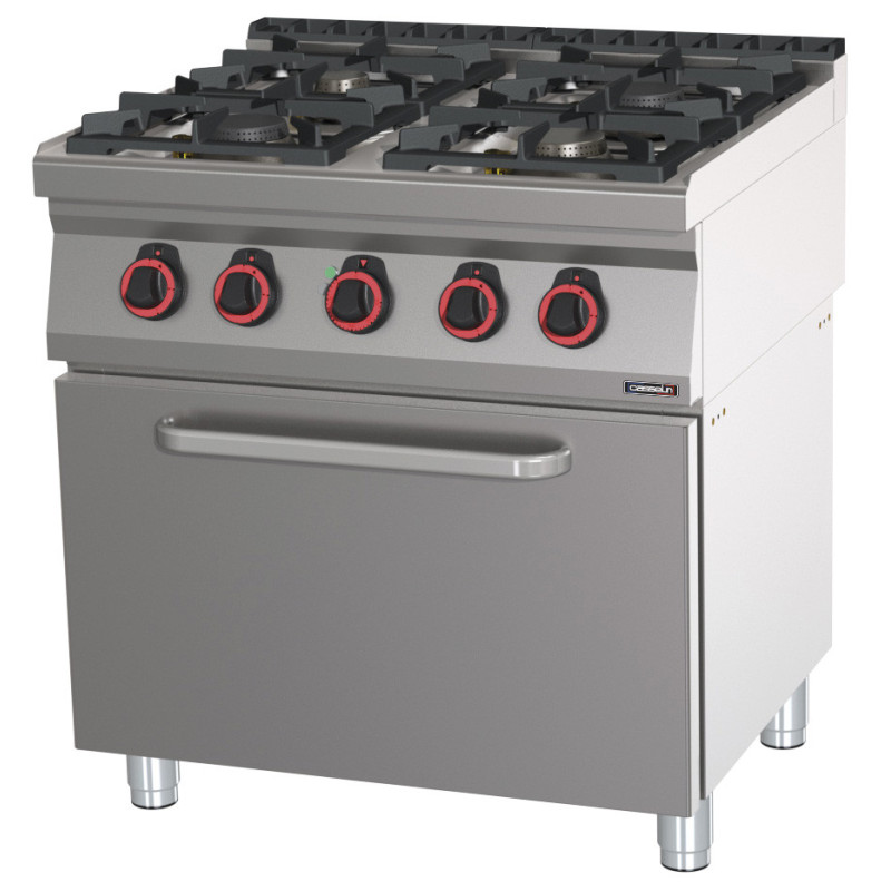 Casselin - Fourneau gaz 4 feux avec four électrique ventilé GN 1/1 HP 80