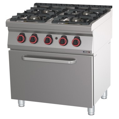 Casselin - Fourneau gaz 4 feux avec four à gaz GN 2/1 HP 80