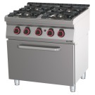 Casselin - Fourneau gaz 4 feux avec four à gaz GN 2/1 HP 80