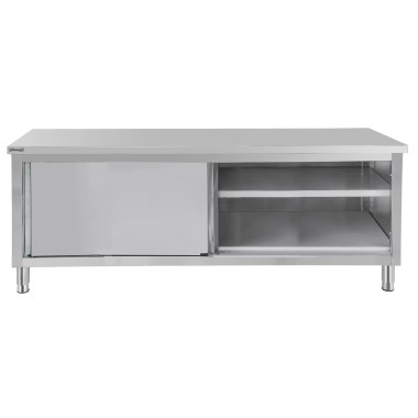 Casselin - Table de travail Inox 700 avec portes coulissantes 1000 mm