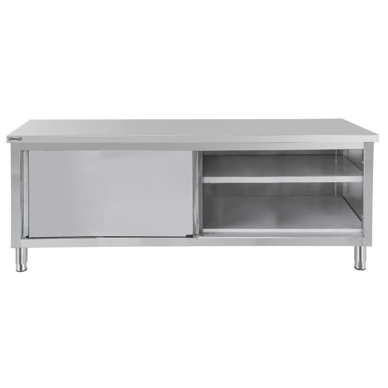 Casselin - Table de travail Inox 700 avec portes coulissantes 1000 mm