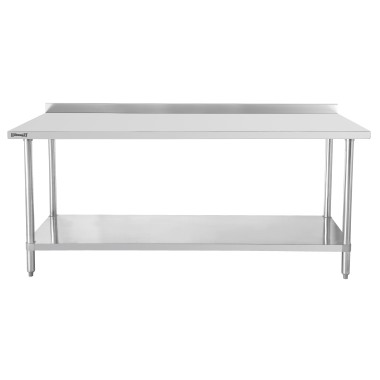 Casselin - Table de travail inox 700 avec dosseret et étagère 600 mm