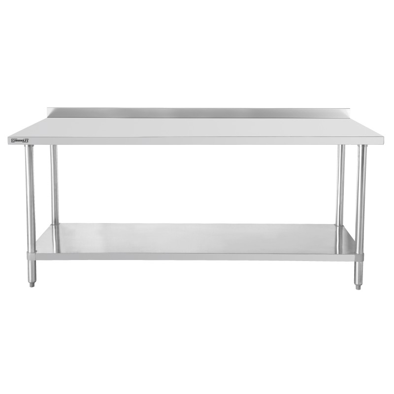 Casselin - Table de travail inox 700 avec dosseret et étagère 1000 mm