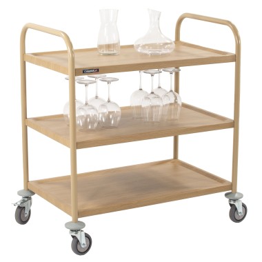 Casselin - Chariot de service imitation bois 3 plateaux