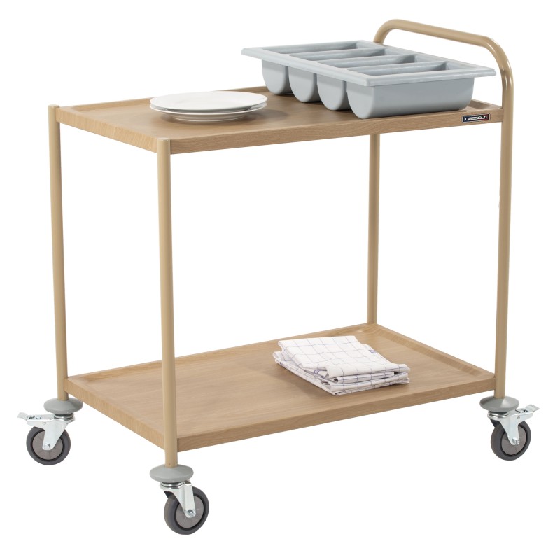 Casselin - Chariot de service imitation bois 2 plateaux 1 arceau
