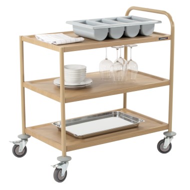 Casselin - Chariot de service imitation bois 3 plateaux 1 arceau