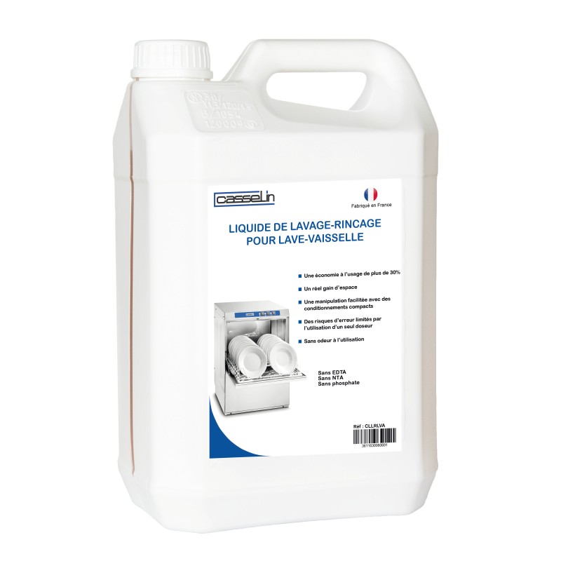 Casselin - Lot de 4 - Liquide de lavage-rinçage pour lave-vaisselle 5 L