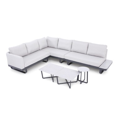 Veba - Fellow set de jardin lounge en aluminium - Anthracite-Gris clair