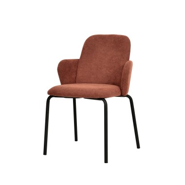 Veba - Paddy chaise empilable en tissu- Marron-Rouge