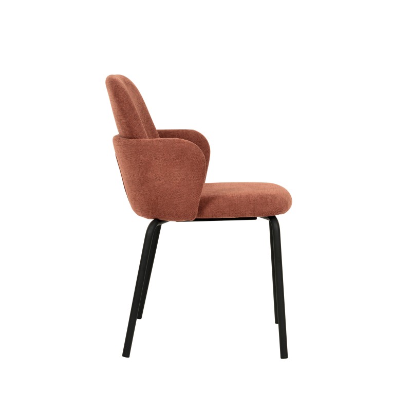 Veba - Paddy chaise empilable en tissu- Marron-Rouge