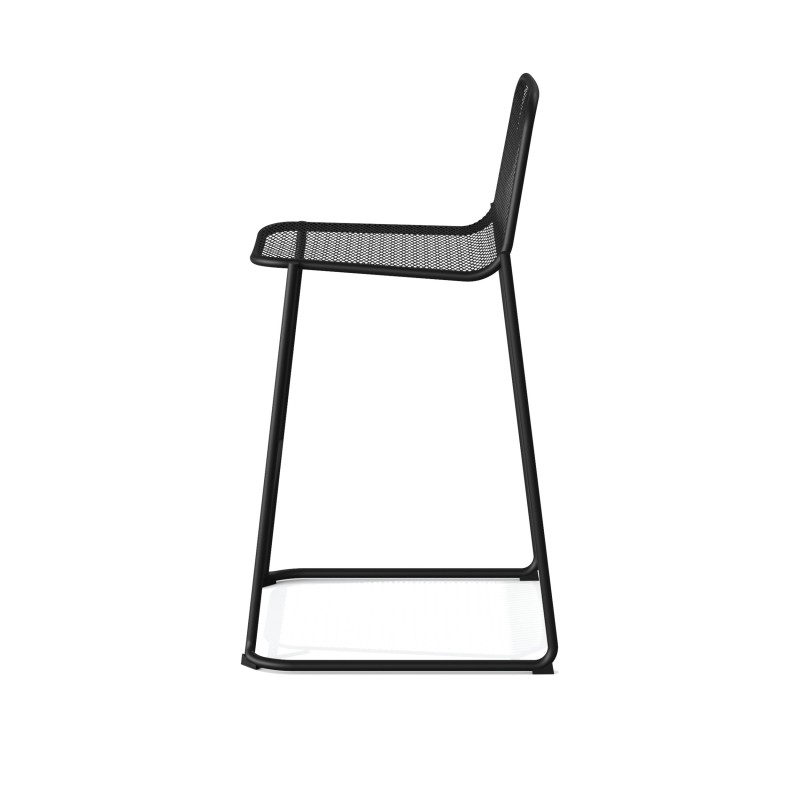 Veba - Mase tabouret de bar empilable en métal - Noir