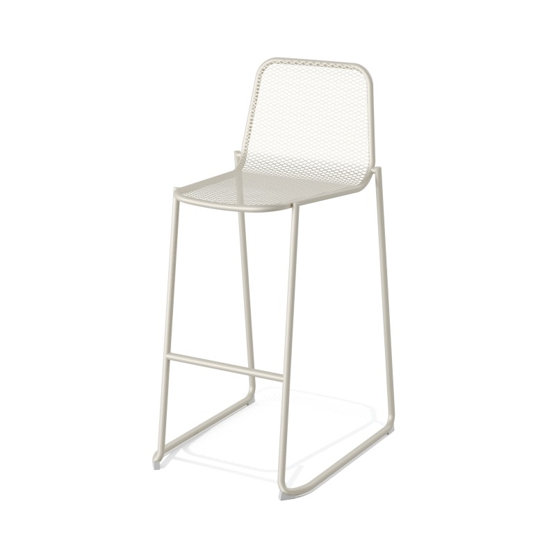 Veba - Mase tabouret de bar empilable en métal - Beige