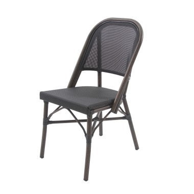 Veba - Paris chaise de bistrot en textile - Wengé-Mesh noir