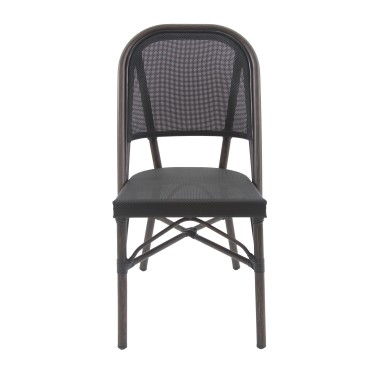 Veba - Paris chaise de bistrot en textile - Wengé-Mesh noir