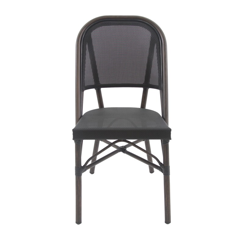 Veba - Paris chaise de bistrot en textile - Wengé-Mesh noir