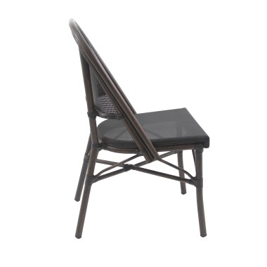 Veba - Paris chaise de bistrot en textile - Wengé-Mesh noir