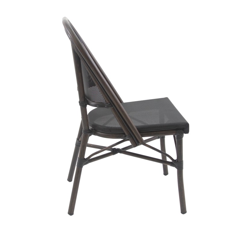 Veba - Paris chaise de bistrot en textile - Wengé-Mesh noir