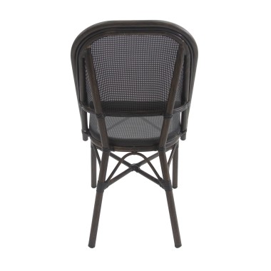 Veba - Paris chaise de bistrot en textile - Wengé-Mesh noir
