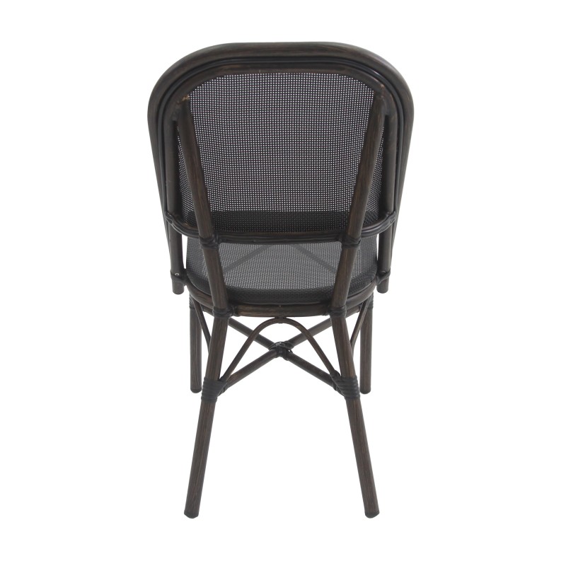 Veba - Paris chaise de bistrot en textile - Wengé-Mesh noir