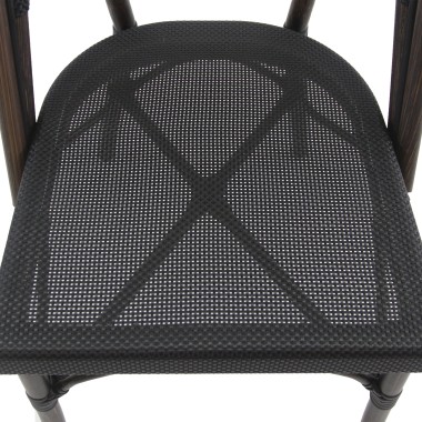 Veba - Paris chaise de bistrot en textile - Wengé-Mesh noir