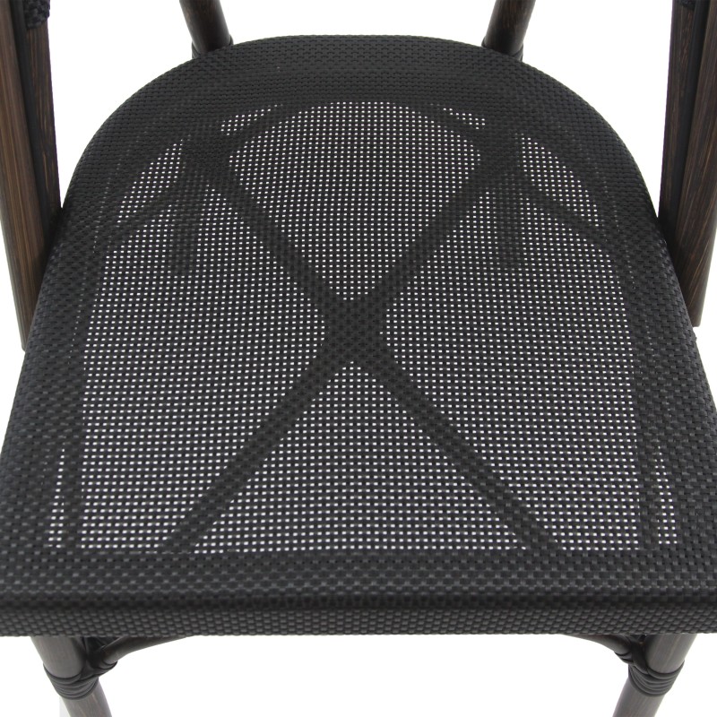 Veba - Paris chaise de bistrot en textile - Wengé-Mesh noir