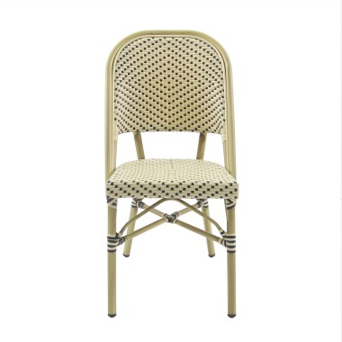 Veba - Paris chaise de bistrot en rotin - Bambou-Blanc/Noir