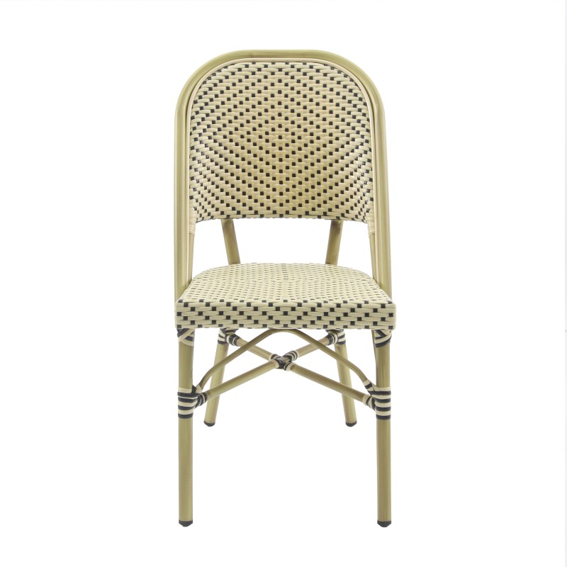 Veba - Paris chaise de bistrot en rotin - Bambou-Blanc/Noir
