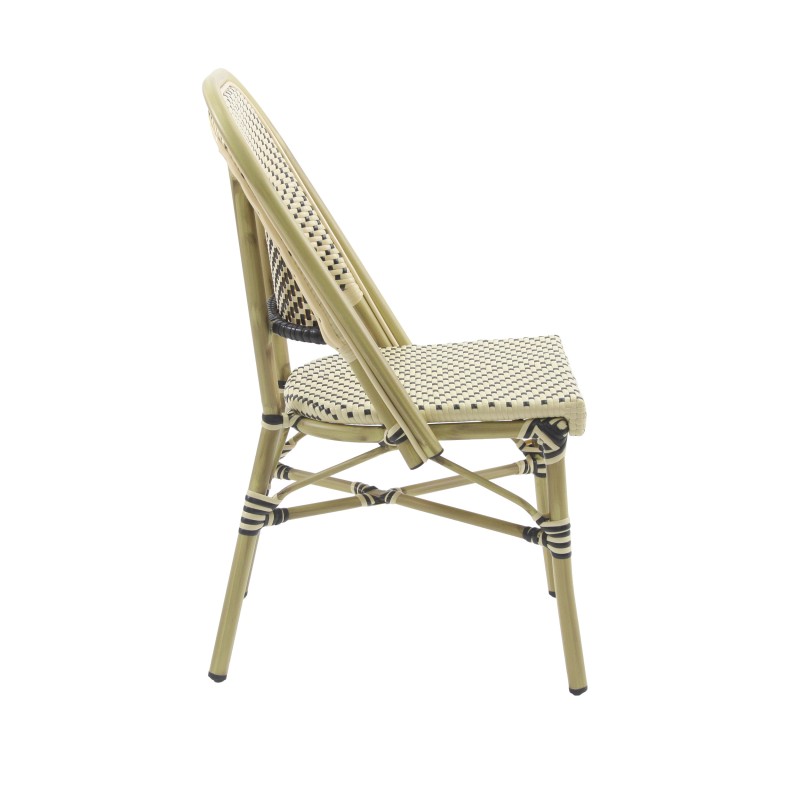 Veba - Paris chaise de bistrot en rotin - Bambou-Blanc/Noir