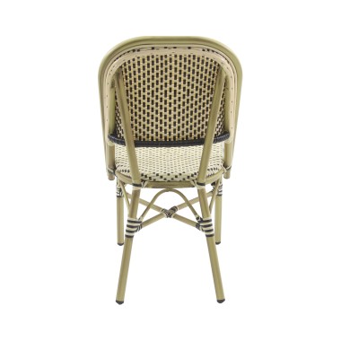 Veba - Paris chaise de bistrot en rotin - Bambou-Blanc/Noir