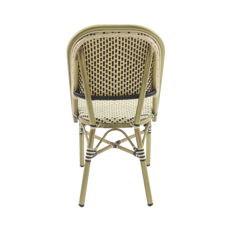 Veba - Paris chaise de bistrot en rotin - Bambou-Blanc/Noir