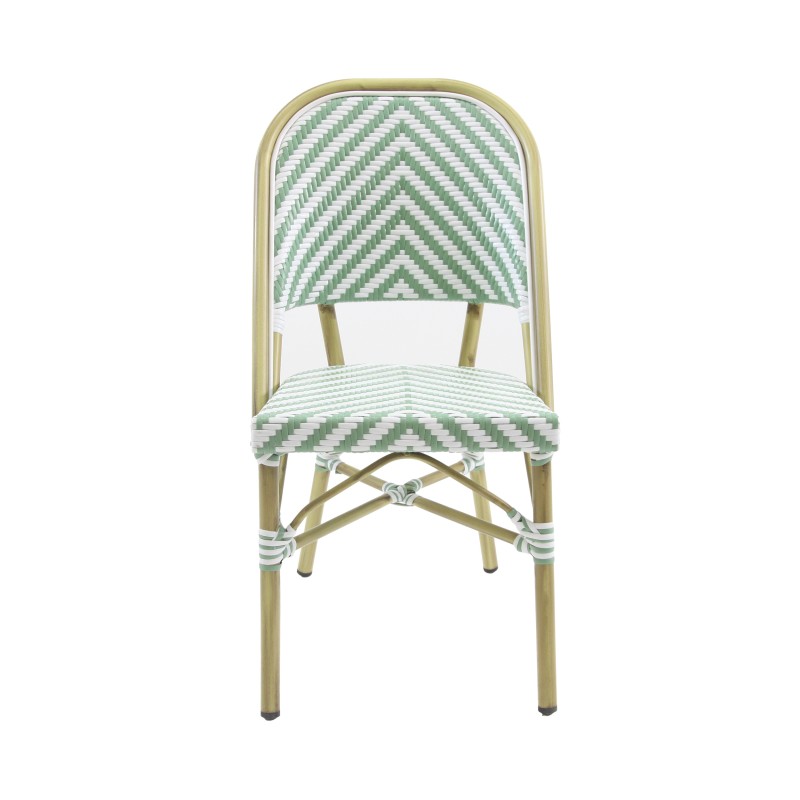 Veba - Paris chaise de bistrot en rotin  - Bambou-Blanc/Vert pastel