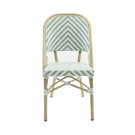 Veba - Paris chaise de bistrot en rotin  - Bambou-Blanc/Vert pastel